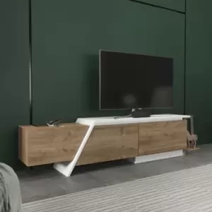 Decorotika - Zonas180 Cm Modern Unique Design tv Stand, tv Cabinet, tv Unit With 3 Cabinets Walnut And White