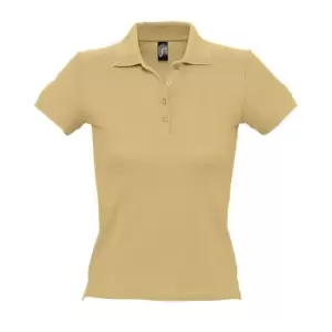 SOLS Womens/Ladies People Pique Short Sleeve Cotton Polo Shirt (M) (Sand)