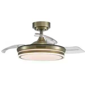 Cristal Record Mini Moss Brass LED Ceiling Fan 35W 3900 Lm CCT Folding blades