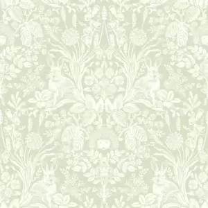 Holden Decor Damask Harlen Woodland Sage Green Wallpaper