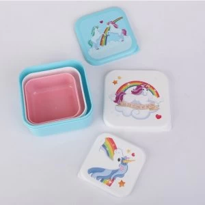 Unicorn Design Set of 3 Plastic Lunch Boxes