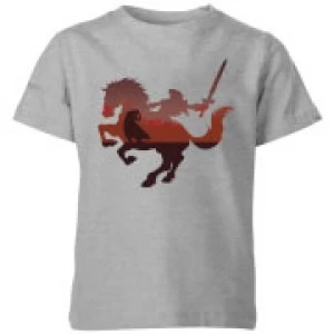 Nintendo The Legend Of Zelda Horse Silhouette Kid's T-Shirt - Grey - 7-8 Years