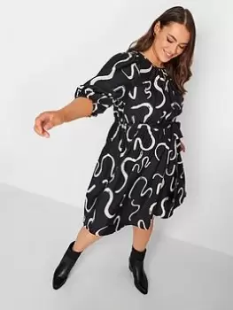 Yours Epp Dress Mono Swirl, Black, Size 22-24, Women