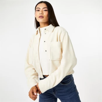 Jack Wills Cropped Sherpa Shirt - Vintage White