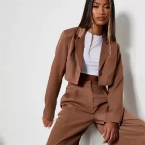 I Saw It First Single Breasted Crop Blazer - Neutral