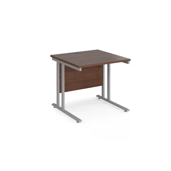 Maestro 25 Straight Desk Silver Frame and Walnut Table Top - 800x800mm