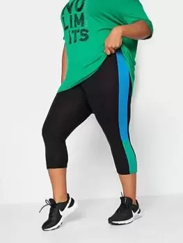 Yours Colour Clash Active Crop Legging Green/blue, Black, Size 14, Women