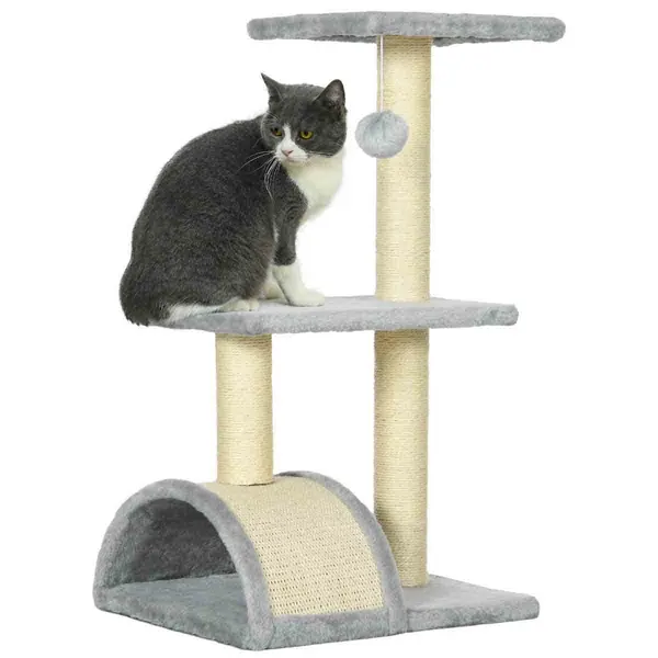 PawHut 72cm Cat Climbing Tree w/Scratching Post - Light Grey