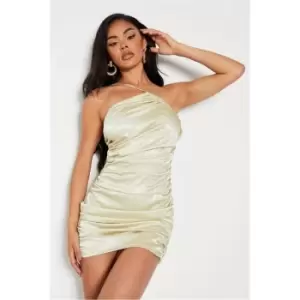 I Saw It First Sage Textured Asymmetric Ruched Bodycon Dress - Green