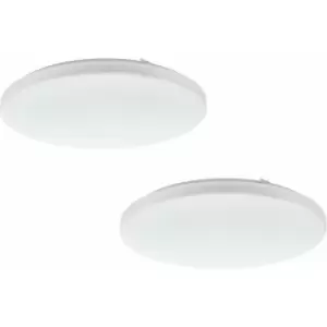 Loops - 2 pack Wall Flush Ceiling Light Colour White Shade White Plastic Bulb LED 33.5W