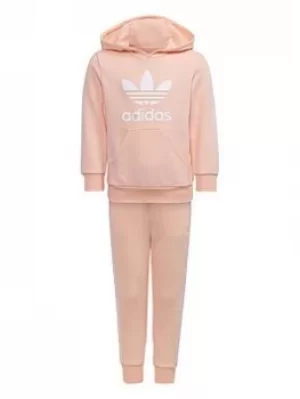 Boys, adidas Originals Kids Unisex Hoody Set, Pink/White, Size 4-5 Years