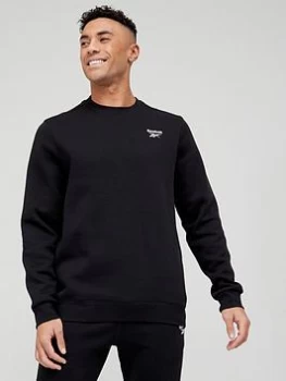 Reebok Identity Left Chest Logo Crew Sweat Top - Black, Size S, Men