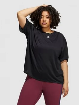 Adidas Training Heat.ready 3 Stripes Tee - Plus Size, Black, Size 2X, Women