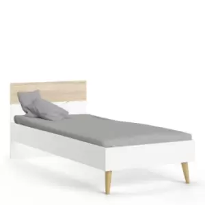 Oslo Euro Single Bed (90 X 200) In White And Oak Effect