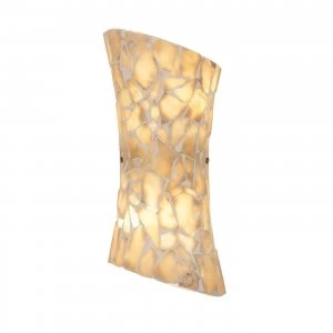 2 Light Indoor Wall Light Satin Nickel, Mosaic Natural Stone, E14