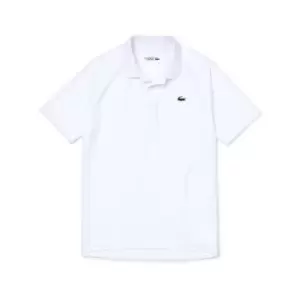 Mens Lacoste SPORT Breathable Run-Resistant Interlock Polo Shirt Size 5 - L White