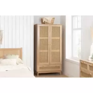 Croxley 2 Door 1 Drawer Rattan Wardrobe Oak - Oak