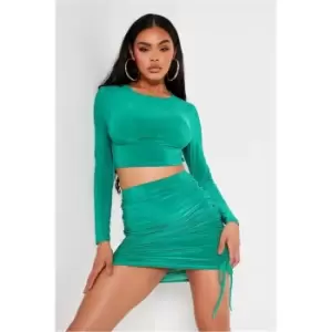 I Saw It First Green Co-Ord Crop Top With Gathered Detail - Green