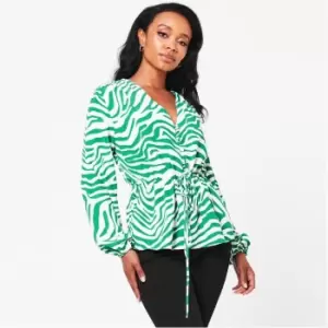 Biba Zebra Button Blouse - Green