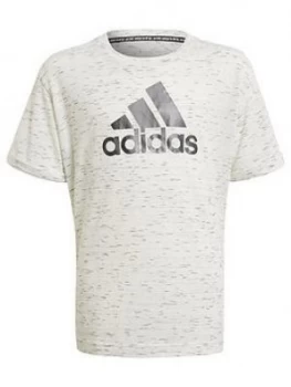 adidas Girls Junior Badge Of Sport T-Shirt - White/Black, Size 7-8 Years, Women