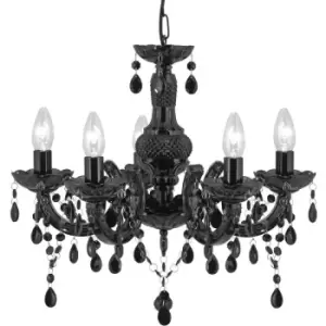 Searchlight Marie Therese - 5 Light Multi Arm Ceiling Pendant Black with Crystals, E14