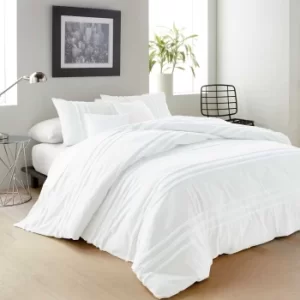 DKNY Chenille Stripe Single Duvet Cover, White