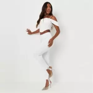 Missguided Diamante Trim Stirrup Legging - White