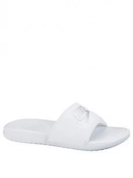 Nike Benassi JDI Sliders - White/Silver, Size 6.5, Women