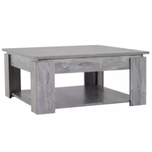 Homcom 2 Tier Coffee Table With Bottom Shelf Grey Wood Grain