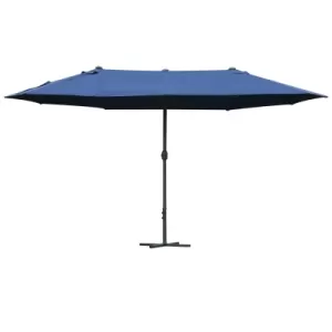 Outsunny Sun Umbrella Canopy Double-sided Crank Sun Shade Shelter 4.6M Blue