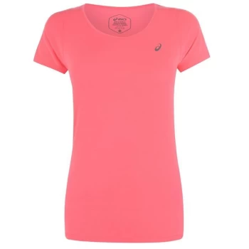 Asics V Neck Short Sleeve T Shirt Ladies - Laser Pink