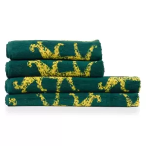 Leopard Abstract Jacquard 4 Piece Hand/Bath Towel Set Teal