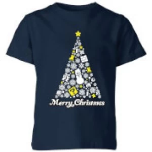 Nintendo Super Mario White Christmas Merry Christmas Kid's T-Shirt - Navy - 11-12 Years