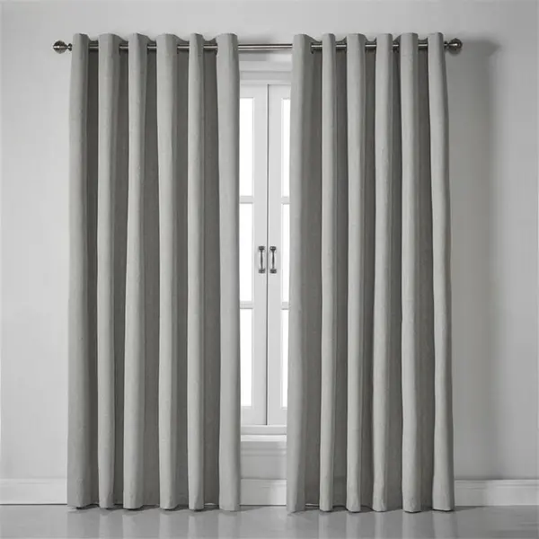 Other Blackout Linen Look Ring Top Eyelet Curtains - Grey 110 x 137c