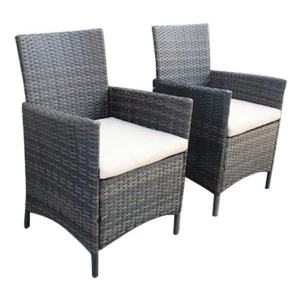 Charles Bentley Verona Pair of Rattan Garden Armchairs - Brown