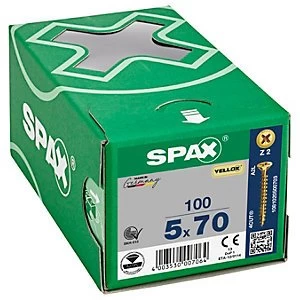 Spax Pz Countersunk Yellox Screws - 5x70mm Pack Of 100