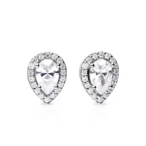 Diamonfire Silver Zirconia Teardrop Halo Earrings