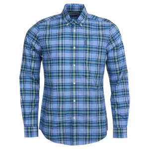 Barbour Mens Highland Check 26 Tailored Shirt Sky Blue XL