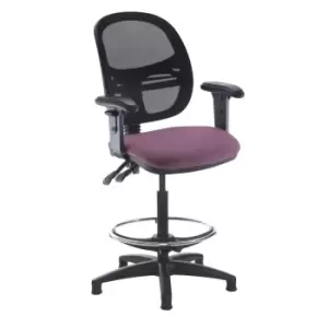 Dams MTO Jota Mesh Back Draughtsmans Chair with Adjustable Arms - Diablo Pink