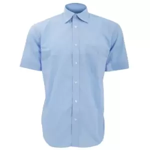 Kustom Kit Mens Short Sleeve Business Shirt (16.5inch) (Light Blue)