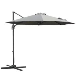 Outsunny 3M Garden Banana Parasol Patio Cantilever Hanging Umbrella - Dark Grey