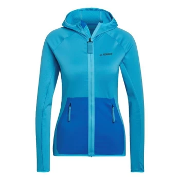 adidas Terrex Tech Flooce Light Hooded Hiking Jacket Wome - App Sky Rush / Shock Blue