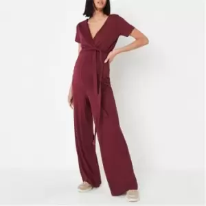 Missguided Wrap Maternity Jumpsuit - Red