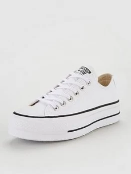 Converse Chuck Taylor All Star Platform Lift Clean Leather Ox - White/Black, Size 7, Women