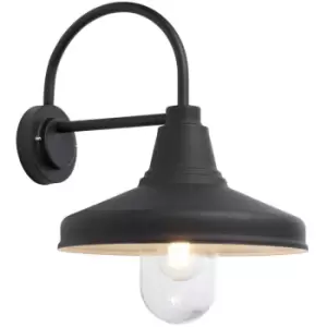 Non Automatic Outdoor Wall Light - Textured Black & Glass Shade - IP44 Rated