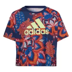 adidas FARM Rio Graphics T-Shirt (Plus Size) Womens - Mystery Blue / Hi-Res Yellow