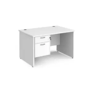 Office Desk Rectangular Desk 1200mm With Pedestal White Top And Panel End Leg 800mm Depth Maestro 25 MP12P2WH