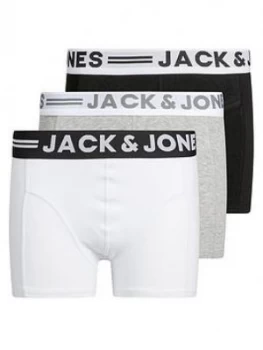 Jack & Jones Junior Boys 3 Pack Trunks - Light Grey Marl Size Age: 10 Years