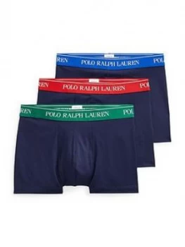 Polo Ralph Lauren 3 Pack Multi Colour Waistband Trunks - Cruise Navy, Cruise Navy, Size 2XL, Men