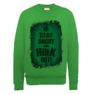 Marvel Avengers Assemble Hulk Stay Angry Sweatshirt - Green - S